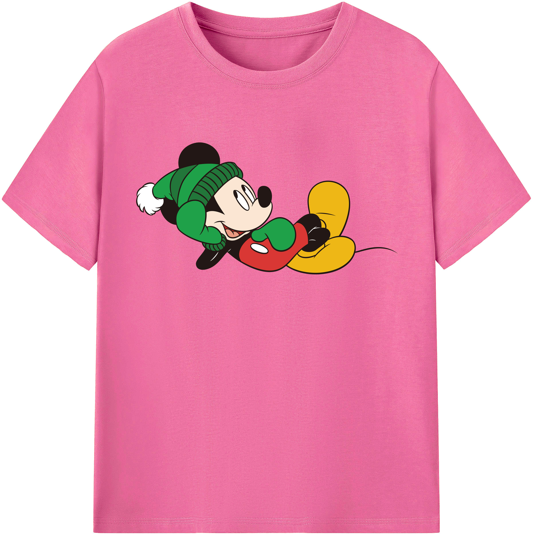 （画像用） ミッキーマウス Mickey Mouse レディースカジュアルプリントTシャツ（綿100％）
